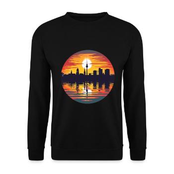 Karlsruhe Skyline - Unisex Sweatshirt - black - Front - Alina (178cm) & Michal (187cm)
