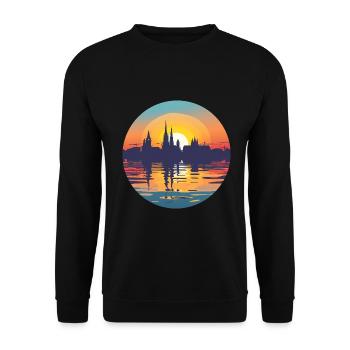 Krefeld Skyline - Unisex Pullover - Schwarz - Vorne - Alina (178cm) & Michal (187cm)