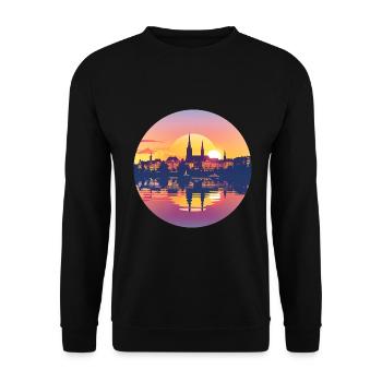 Mönchengladbach Skyline - Unisex Sweatshirt - black - Front - Alina (178cm) & Michal (187cm)