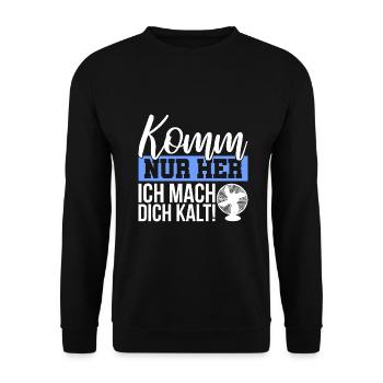 Lustiges Sommer Hitze Ventilator Geschenk - Unisex Pullover - Schwarz - Vorne - Alina (178cm) & Michal (187cm)