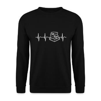 Heartbeat books read pulse rate bookworm book - Unisex Sweatshirt - black - Front - Alina (178cm) & Michal (187cm)