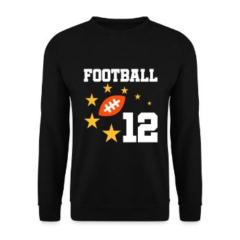Football 12 (Football, Sterne) - Unisex Pullover - Schwarz - Vorne - Alina (178cm) & Michal (187cm)