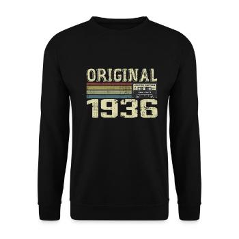1936 Fêtes D’anniversaire - Cadeau Retro 1936 - Sweat-shirt Unisexe - noir - Devant - Alina (178cm) & Michal (187cm)