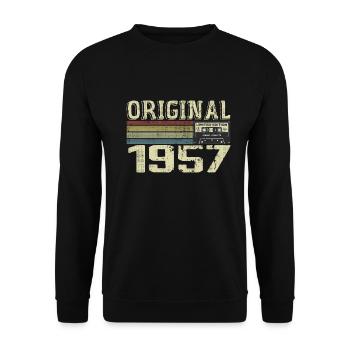 1957 Fêtes D’anniversaire - Cadeau Retro 1957 - Sweat-shirt Unisexe - noir - Devant - Alina (178cm) & Michal (187cm)