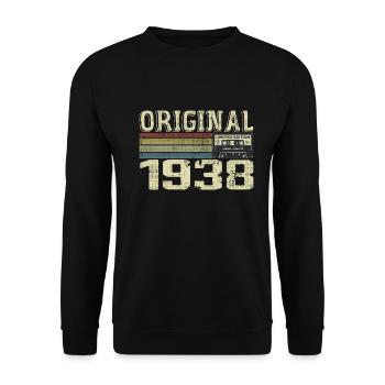 1938 Geburtstagsfeiern - 1938 Retro Geschenk - Unisex Pullover - Schwarz - Vorne - Alina (178cm) & Michal (187cm)
