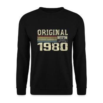 1980 Geburtstagspartys - 1980er Jahre Retro-Geschenk - Unisex Pullover - Schwarz - Vorne - Alina (178cm) & Michal (187cm)