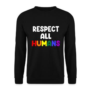 Respect All Humans - Unisex Pullover - Schwarz - Vorne - Alina (178cm) & Michal (187cm)