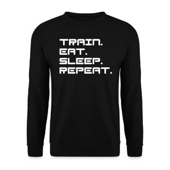 Train Mangez Sommeil Répétez Cadeau De Fitness - Sweat-shirt Unisexe - noir - Devant - Alina (178cm) & Michal (187cm)