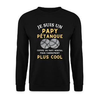 Pétanque Homme Papy Pétanque Cadeaux Bouliste - Sweat-shirt Unisexe - noir - Devant - Alina (178cm) & Michal (187cm)