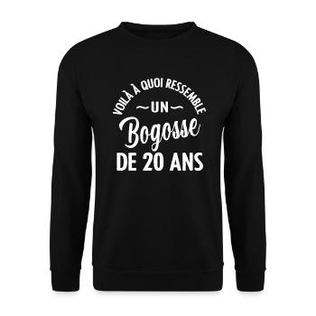 bogosse cadeau anniversaire 20 ans - Sweat-shirt Unisexe - noir - Devant - Alina (178cm) & Michal (187cm)