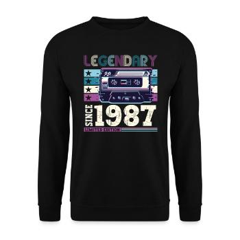 Legendary 1987 35th Birthday Gift Men - Fun - Unisex Sweatshirt - black - Front - Alina (178cm) & Michal (187cm)