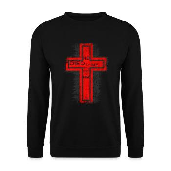 Jesus Christus Christliches Geschenk Wiedergeboren - Unisex Pullover - Schwarz - Vorne - Alina (178cm) & Michal (187cm)