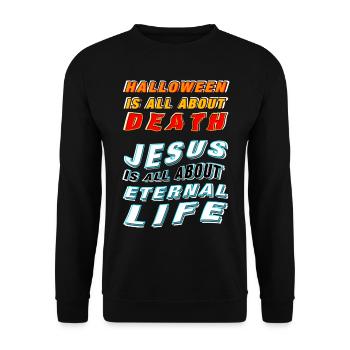 Jesus is about Life - Unisex Sweatshirt - black - Front - Alina (178cm) & Michal (187cm)