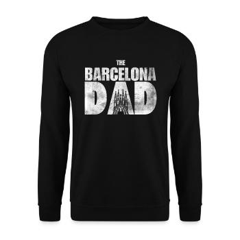 Stolzer Vater aus Barcelona zum Vatertag - Unisex Pullover - Schwarz - Vorne - Alina (178cm) & Michal (187cm)