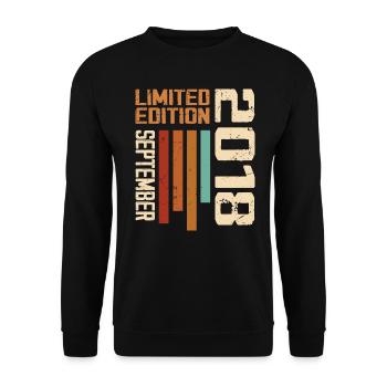 September 2018 Original Birthday Gift Idea - Unisex Sweatshirt - black - Front - Alina (178cm) & Michal (187cm)