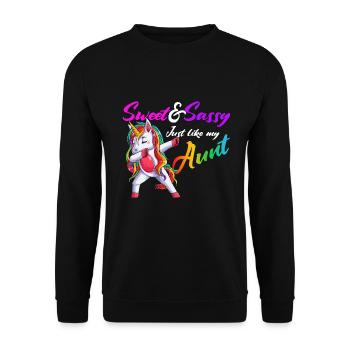 Tante Aunticorn Licorne Famille Lustig Licorne - Sweat-shirt Unisexe - noir - Devant - Alina (178cm) & Michal (187cm)