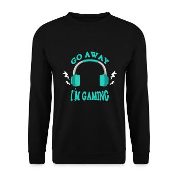 Zocken Geh Weg Ich Bin am gamen - Unisex Pullover - Schwarz - Vorne - Alina (178cm) & Michal (187cm)