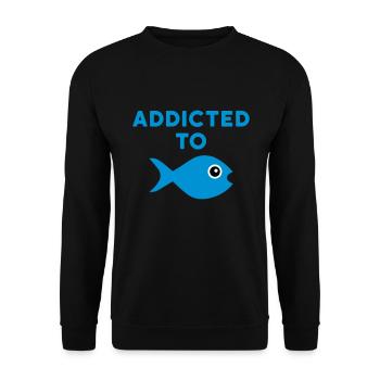 Addicted to fish (Fisch mit großem Auge) - Unisex Sweatshirt - black - Front - Alina (178cm) & Michal (187cm)