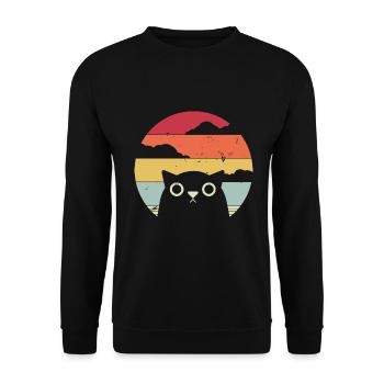 Cat Owner Cat Holder Vintage Retro Gift - Unisex Sweatshirt - black - Front - Alina (178cm) & Michal (187cm)