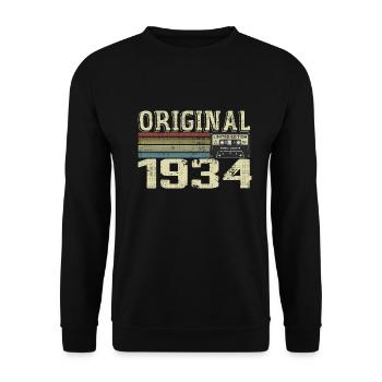 1934 Fêtes D’anniversaire - Cadeau Retro 1934 - Sweat-shirt Unisexe - noir - Devant - Alina (178cm) & Michal (187cm)