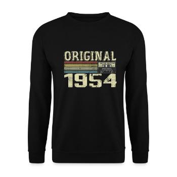 1954 Fêtes D’anniversaire - Cadeau Retro 1954 - Sweat-shirt Unisexe - noir - Devant - Alina (178cm) & Michal (187cm)