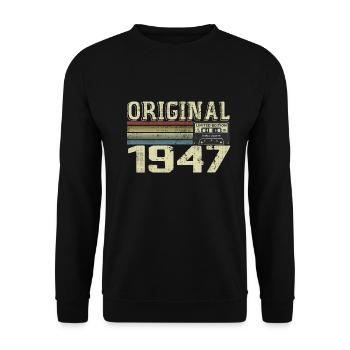 1947 Fêtes D’anniversaire - Cadeau Retro 1947 - Sweat-shirt Unisexe - noir - Devant - Alina (178cm) & Michal (187cm)