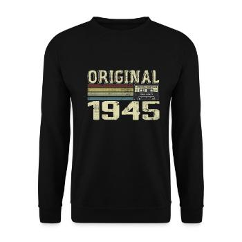 1945 Geburtstagsfeiern - 1945 Retro-Geschenk - Unisex Pullover - Schwarz - Vorne - Alina (178cm) & Michal (187cm)