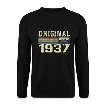1937 Fêtes D’anniversaire - Cadeau Retro 1937 - Sweat-shirt Unisexe - noir - Devant - Alina (178cm) & Michal (187cm)