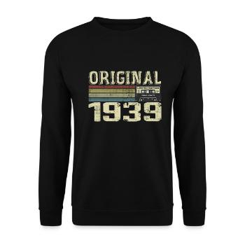 1939 Fêtes D’anniversaire - Cadeau Retro 1939 - Sweat-shirt Unisexe - noir - Devant - Alina (178cm) & Michal (187cm)
