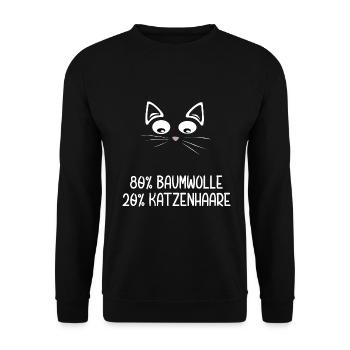Katzenhaare Baumwolle Katzen Katze Prozent Lustig - Unisex Pullover - Schwarz - Vorne - Alina (178cm) & Michal (187cm)