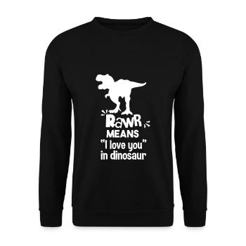 RaWR Means - I love you in dinosaurs - Unisex Sweatshirt - black - Front - Alina (178cm) & Michal (187cm)