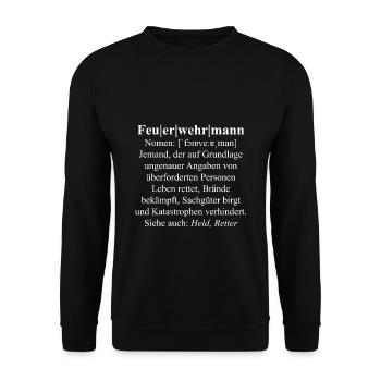 Feuerwehrmann Freiwillige Feuerwehr - Unisex Pullover - Schwarz - Vorne - Alina (178cm) & Michal (187cm)