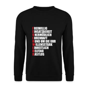 Feuerwehr - Unisex Pullover - Schwarz - Vorne - Alina (178cm) & Michal (187cm)
