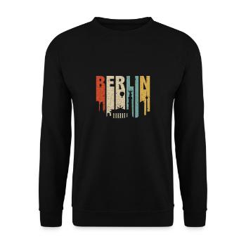 Berlin Berliner Sehenswürdigkeiten Souvenir - Unisex Pullover - Schwarz - Vorne - Alina (178cm) & Michal (187cm)