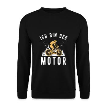 Ich bin der Motor für Radfahrer - Unisex Pullover - Schwarz - Vorne - Alina (178cm) & Michal (187cm)