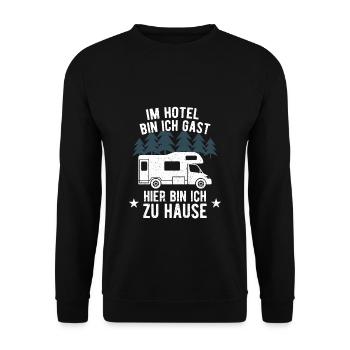 Motorhome - Je suis un invité à l'hôtel - Me voici .. - Sweat-shirt Unisexe - noir - Devant - Alina (178cm) & Michal (187cm)