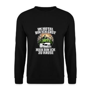Wohnmobil Reisemobil Wohnwagen Caravan - Unisex Pullover - Schwarz - Vorne - Alina (178cm) & Michal (187cm)