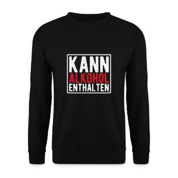 Kann Alkohol enthalten - Unisex Pullover - Schwarz - Vorne - Alina (178cm) & Michal (187cm)