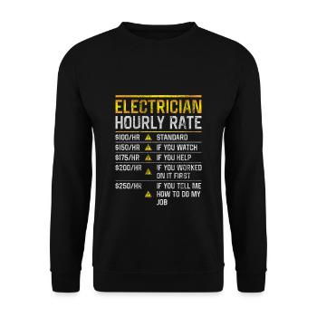 Electrician hourly wage - Unisex Sweatshirt - black - Front - Alina (178cm) & Michal (187cm)