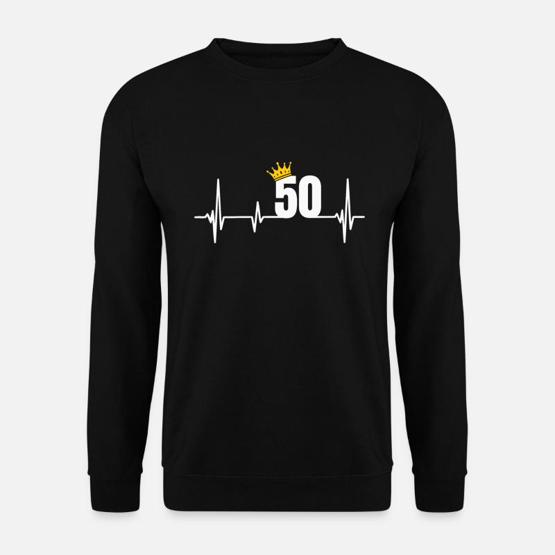 50. Geburtstag 50 Jahre Jubiläum Herzschlag Krone - Unisex Pullover - Schwarz