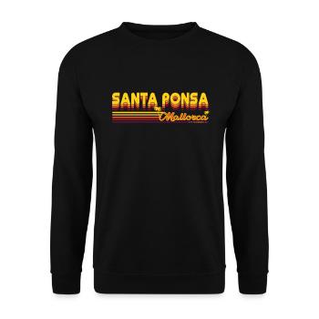 Santa Ponsa sommerliches Urlaubs Design - Unisex Pullover - Schwarz - Vorne - Alina (178cm) & Michal (187cm)