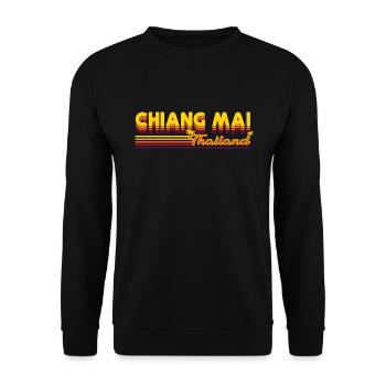 Chiang Mai Retro-Design: Kultur und Natur vereint - Unisex Pullover - Schwarz - Vorne - Alina (178cm) & Michal (187cm)