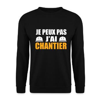 Je Peux Pas J’ai Chantier Travail Travaux Cadeau - Sweat-shirt Unisexe - noir - Devant - Alina (178cm) & Michal (187cm)