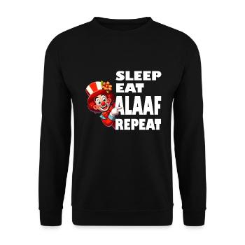 Karneval Köln Clown Sleep Eat Alaaf Repeat lustig - Unisex Pullover - Schwarz - Vorne - Alina (178cm) & Michal (187cm)