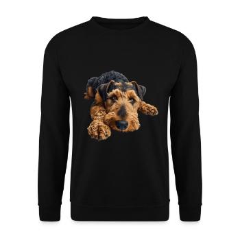 Airedale Terrier - Sweat-shirt Unisexe - noir - Devant - Alina (178cm) & Michal (187cm)