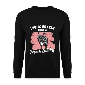 French Bulldog - Unisex Sweatshirt - black - Front - Alina (178cm) & Michal (187cm)