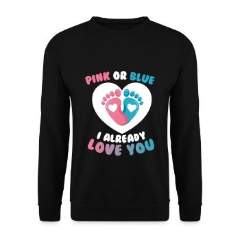 Révélation du sexe de la fête de la grossesse - Sweat-shirt Unisexe - noir - Devant - Alina (178cm) & Michal (187cm)