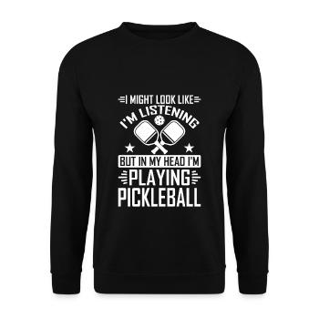 Pickleball Player Racket - Unisex Sweatshirt - black - Front - Alina (178cm) & Michal (187cm)