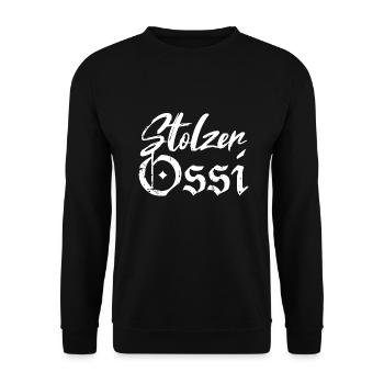Stolzer Ossi Ostdeutschland - Unisex Pullover - Schwarz - Vorne - Alina (178cm) & Michal (187cm)