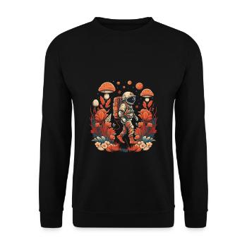 Astronaut Pilze - Unisex Pullover - Schwarz - Vorne - Alina (178cm) & Michal (187cm)